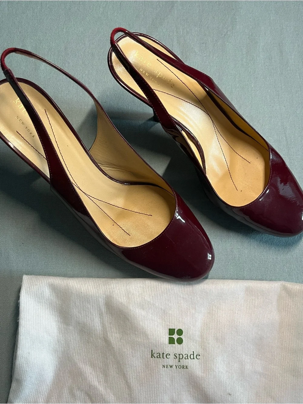 Kate Spade New York Women’s ruby red Burgundy Patent Slingback Pumps